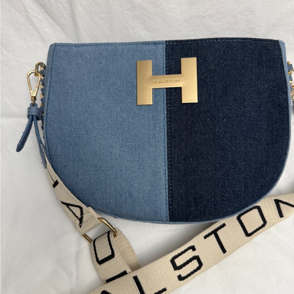 Halston Heritage Blue Denim Crossbody Bag - Picture 5 of 11